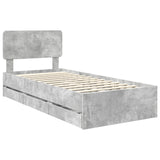 Struttura del letto con cassetto Grigio Cemento 90 x 200 cm