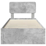 Struttura del letto con cassetto Grigio Cemento 90 x 200 cm