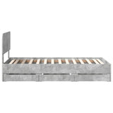 Struttura del letto con cassetto Grigio Cemento 90 x 200 cm