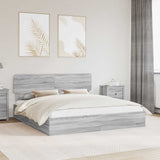 Letto con Contenitore con testiera Grigio Sonoma 200 x 200 cm