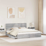 Letto con Contenitore con testiera Grigio Sonoma 200 x 200 cm