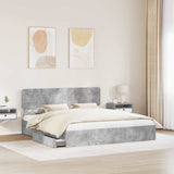 Letto con Contenitore con testiera Grigio cemento 180 x 200 cm