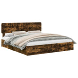 Letto con Contenitore con testiera Rovere fumé 180 x 200 cm