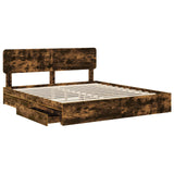 Letto con Contenitore con testiera Rovere fumé 180 x 200 cm
