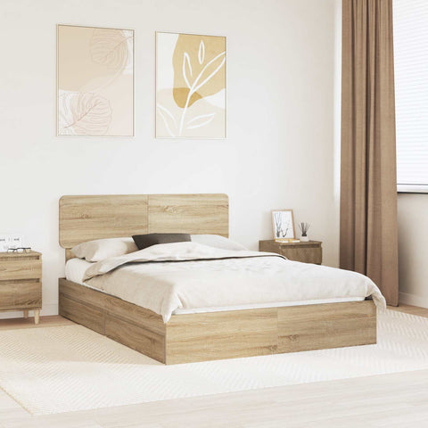 Letto con Contenitore con testiera Rovere Sonoma 150 x 200 cm