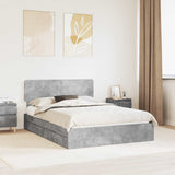 Letto con Contenitore con testiera Grigio cemento 150 x 200 cm