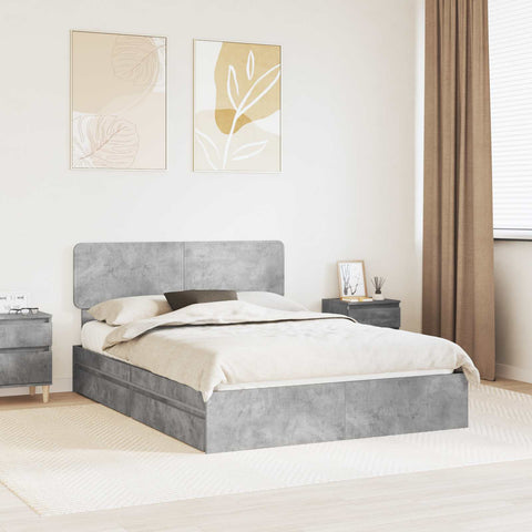 Letto con Contenitore con testiera Grigio cemento 150 x 200 cm