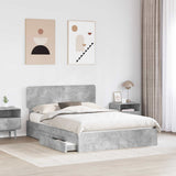 Letto con Contenitore con testiera Grigio cemento 150 x 200 cm