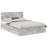 Letto con Contenitore con testiera Grigio cemento 150 x 200 cm