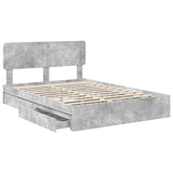 Letto con Contenitore con testiera Grigio cemento 150 x 200 cm