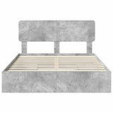 Letto con Contenitore con testiera Grigio cemento 150 x 200 cm