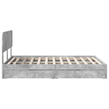 Letto con Contenitore con testiera Grigio cemento 150 x 200 cm