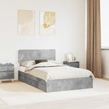 Letto con Contenitore con testiera Grigio cemento 135 x 190 cm