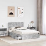 Letto con Contenitore con testiera Grigio cemento 135 x 190 cm
