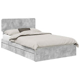 Letto con Contenitore con testiera Grigio cemento 135 x 190 cm