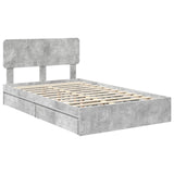Letto con Contenitore con testiera Grigio cemento 135 x 190 cm