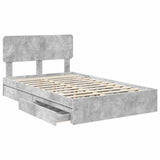 Letto con Contenitore con testiera Grigio cemento 135 x 190 cm