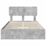 Letto con Contenitore con testiera Grigio cemento 135 x 190 cm