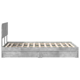 Letto con Contenitore con testiera Grigio cemento 135 x 190 cm