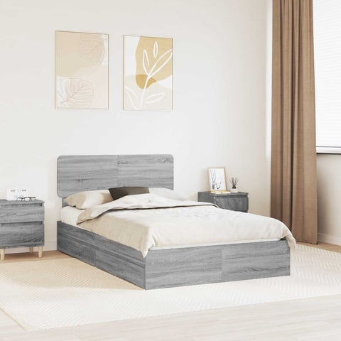 Letto con Contenitore con testiera Grigio Sonoma 135 x 190 cm