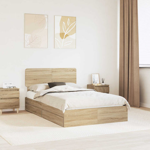 Letto con Contenitore con testiera Rovere Sonoma 120 x 200 cm