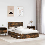 Letto con Contenitore con testiera Rovere fumé 120 x 200 cm