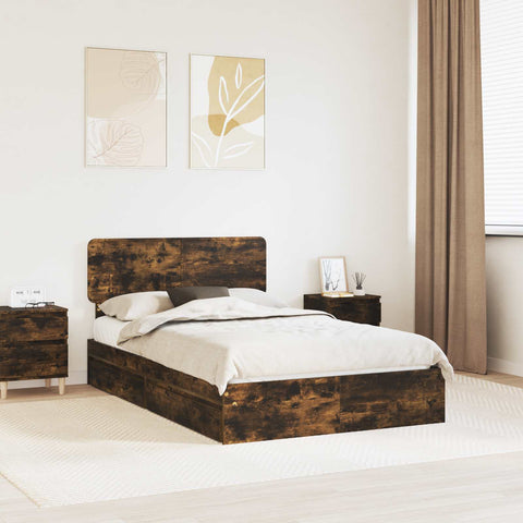 Letto con Contenitore con testiera Rovere fumé 120 x 190 cm