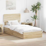 Letto con Contenitore con testiera Rovere Sonoma 100 x 200 cm