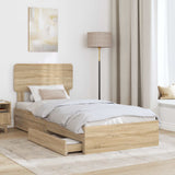 Letto con Contenitore con testiera Rovere Sonoma 100 x 200 cm
