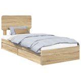 Letto con Contenitore con testiera Rovere Sonoma 100 x 200 cm