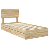 Letto con Contenitore con testiera Rovere Sonoma 100 x 200 cm