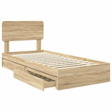 Letto con Contenitore con testiera Rovere Sonoma 100 x 200 cm