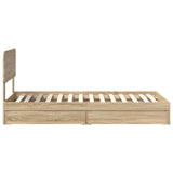 Letto con Contenitore con testiera Rovere Sonoma 100 x 200 cm