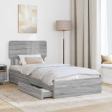 Letto con Contenitore con testiera Grigio Sonoma 90 x 200 cm