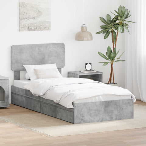 Letto con Contenitore con testiera Grigio cemento 90 x 190 cm