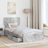Letto con Contenitore con testiera Grigio cemento 90 x 190 cm