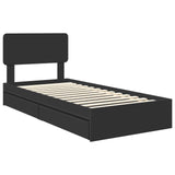 Letto con Contenitore Nero 75 x 190 cm Legno truciolato