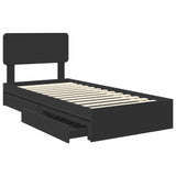 Letto con Contenitore Nero 75 x 190 cm Legno truciolato