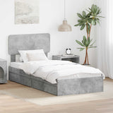 Letto con Contenitore con testiera Grigio cemento 75 x 190 cm