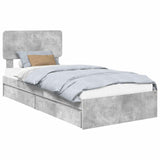 Letto con Contenitore con testiera Grigio cemento 75 x 190 cm