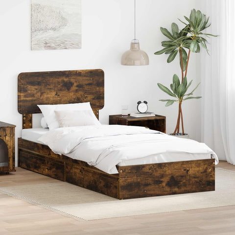 Letto con Contenitore Rovere fumé 75 x 190 cm Legno truciolato