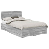 Struttura del letto con testiera Grigio Sonoma 135 x 190 cm