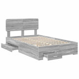 Struttura del letto con testiera Grigio Sonoma 135 x 190 cm