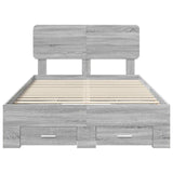 Struttura del letto con testiera Grigio Sonoma 135 x 190 cm