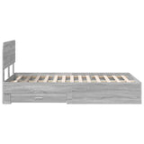 Struttura del letto con testiera Grigio Sonoma 135 x 190 cm