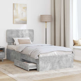 Struttura del letto con testiera Grigio cemento 90 x 200 cm