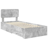 Struttura del letto con testiera Grigio cemento 90 x 200 cm