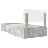 Struttura del letto con testiera Grigio cemento 90 x 200 cm