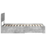 Struttura del letto con testiera Grigio cemento 90 x 200 cm