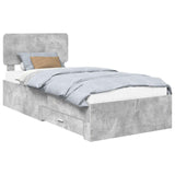 Struttura del letto con testiera Grigio cemento 90 x 190 cm